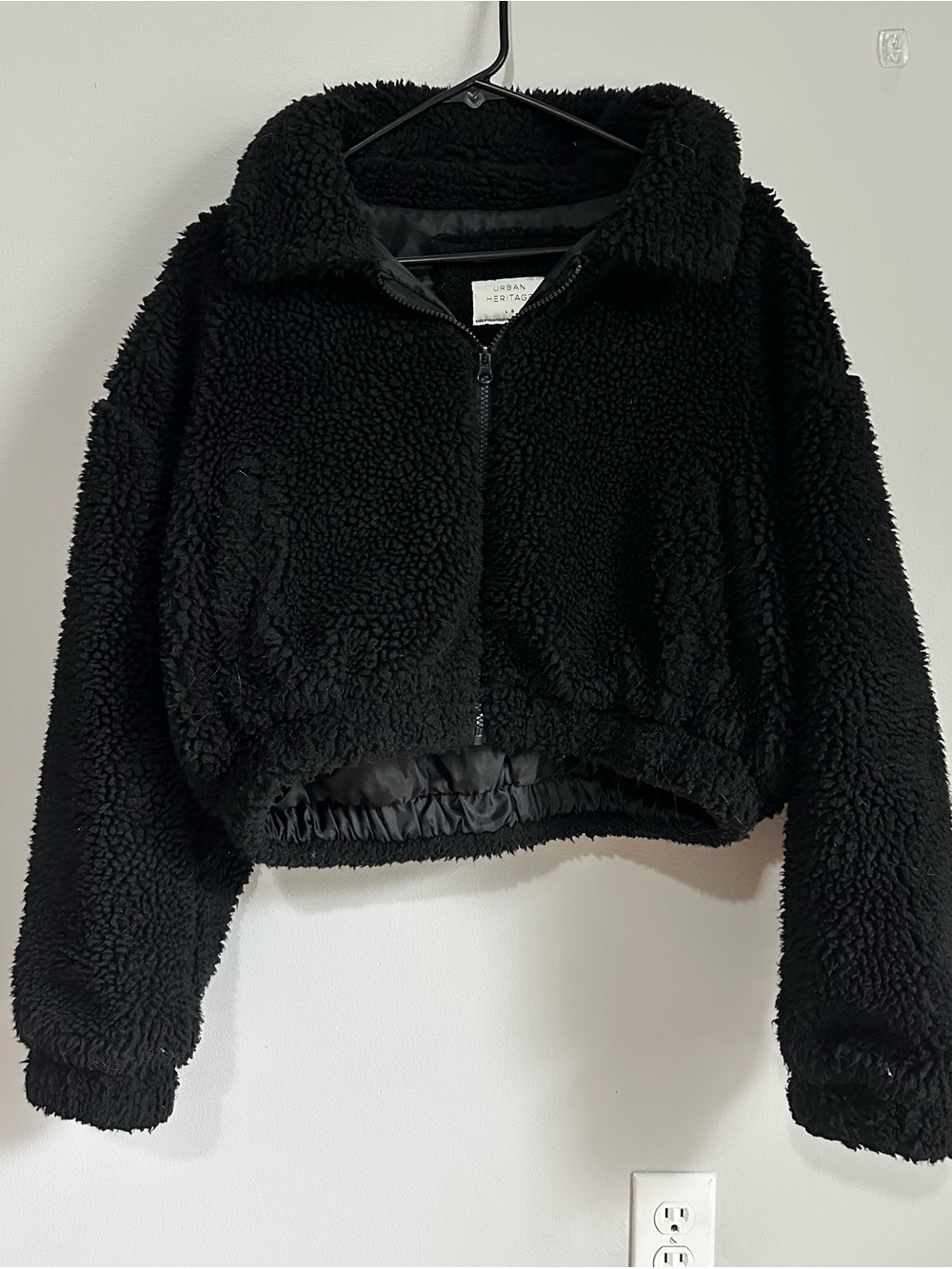 Urban Heritage Black Cropped Teddy Sherpa Jacket